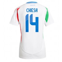 Camisa de Futebol Itália Federico Chiesa #14 Equipamento Secundário Mulheres Europeu 2024 Manga Curta